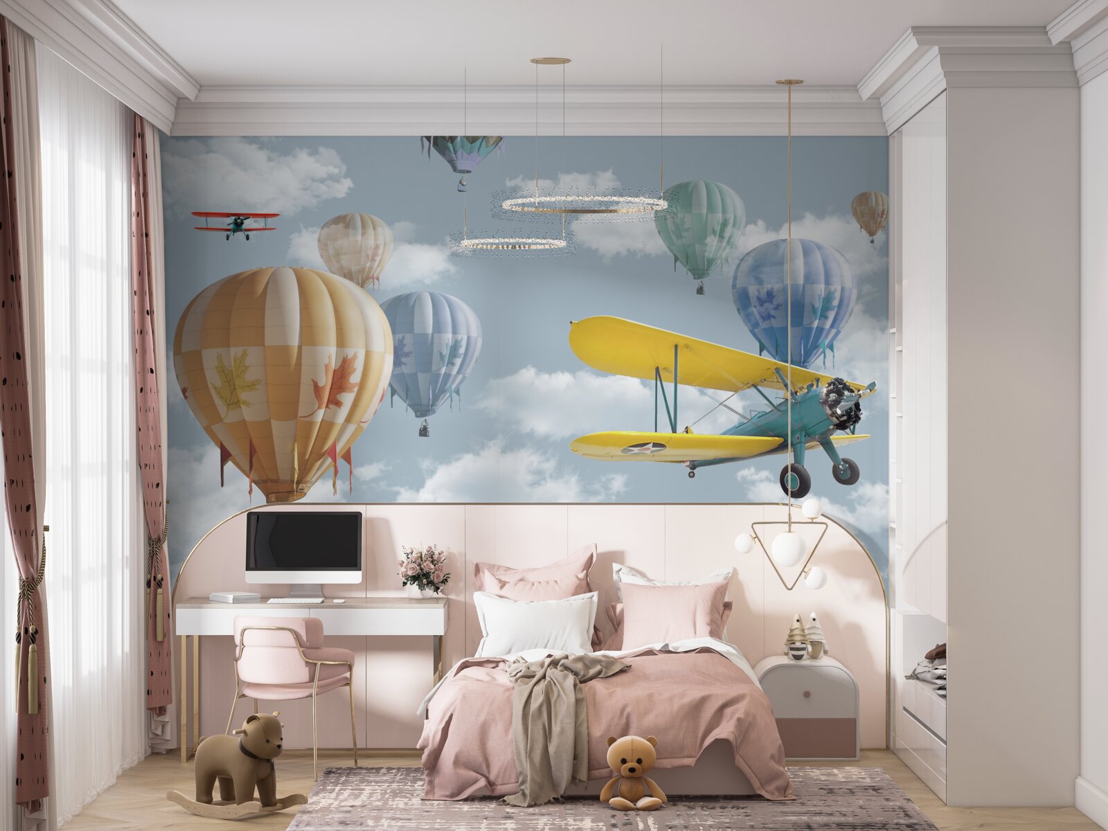 Fototapeta balony i samoloty w powietrzu