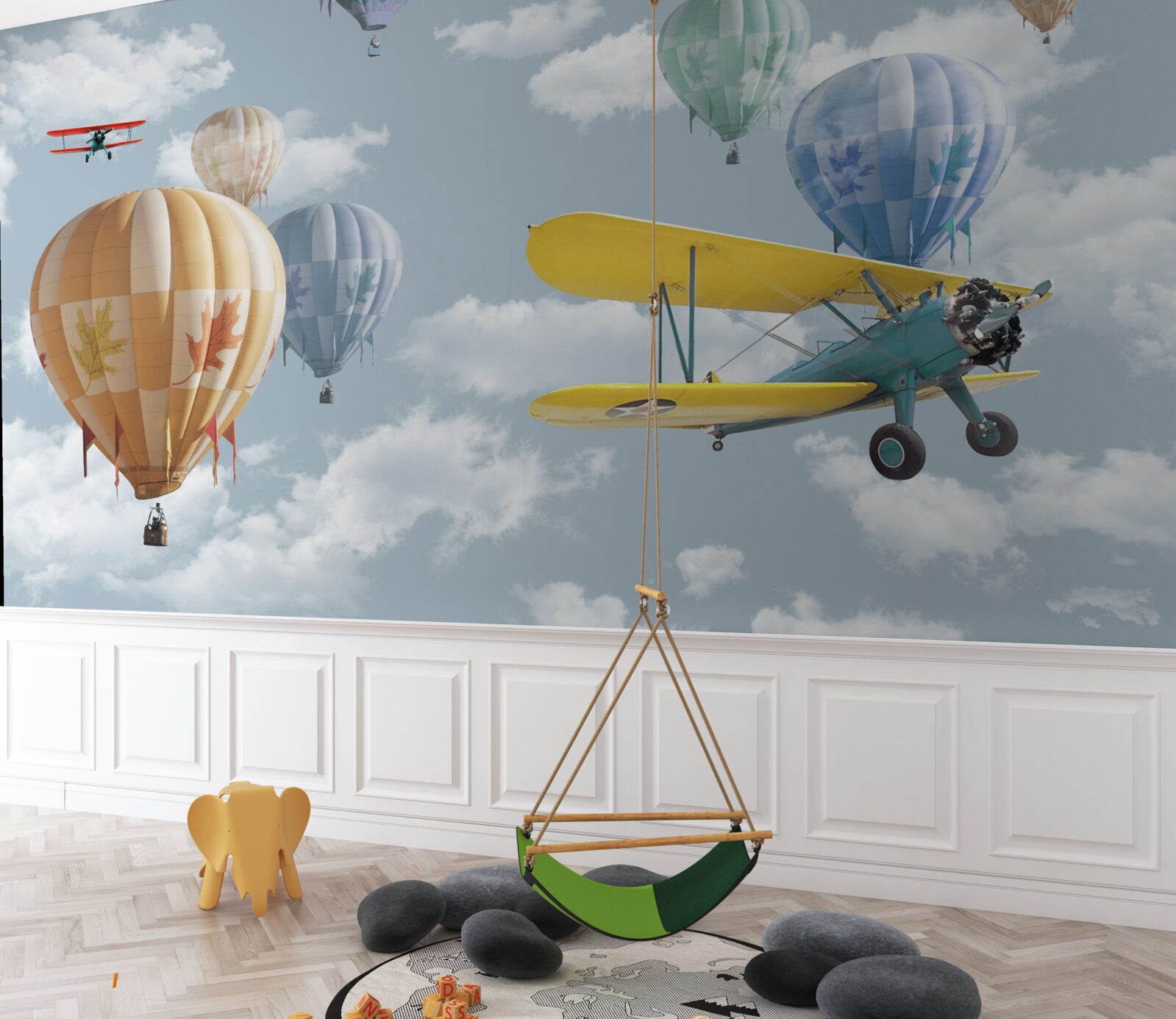 Fototapeta balony i samoloty w powietrzu
