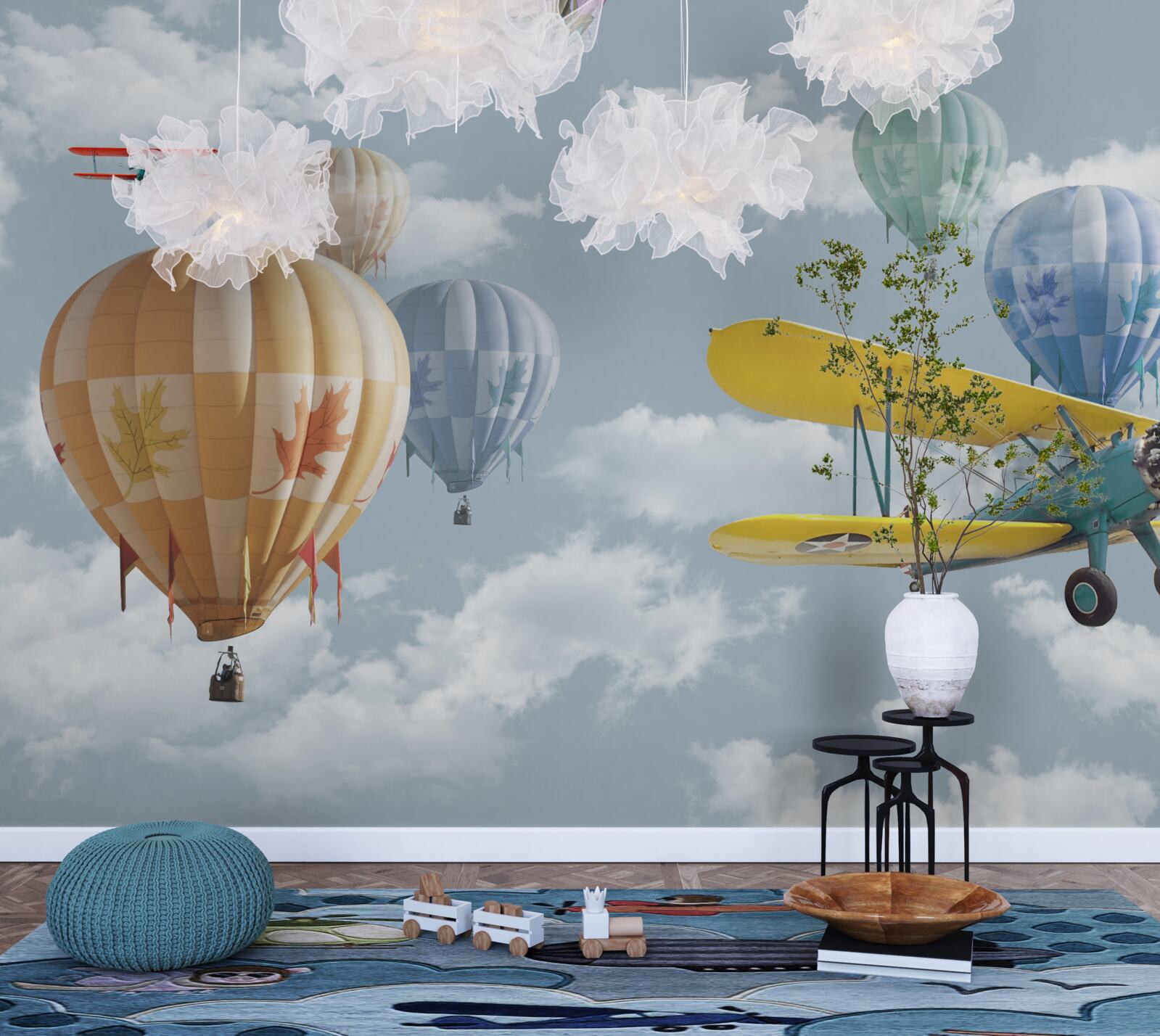 Fototapeta balony i samoloty w powietrzu