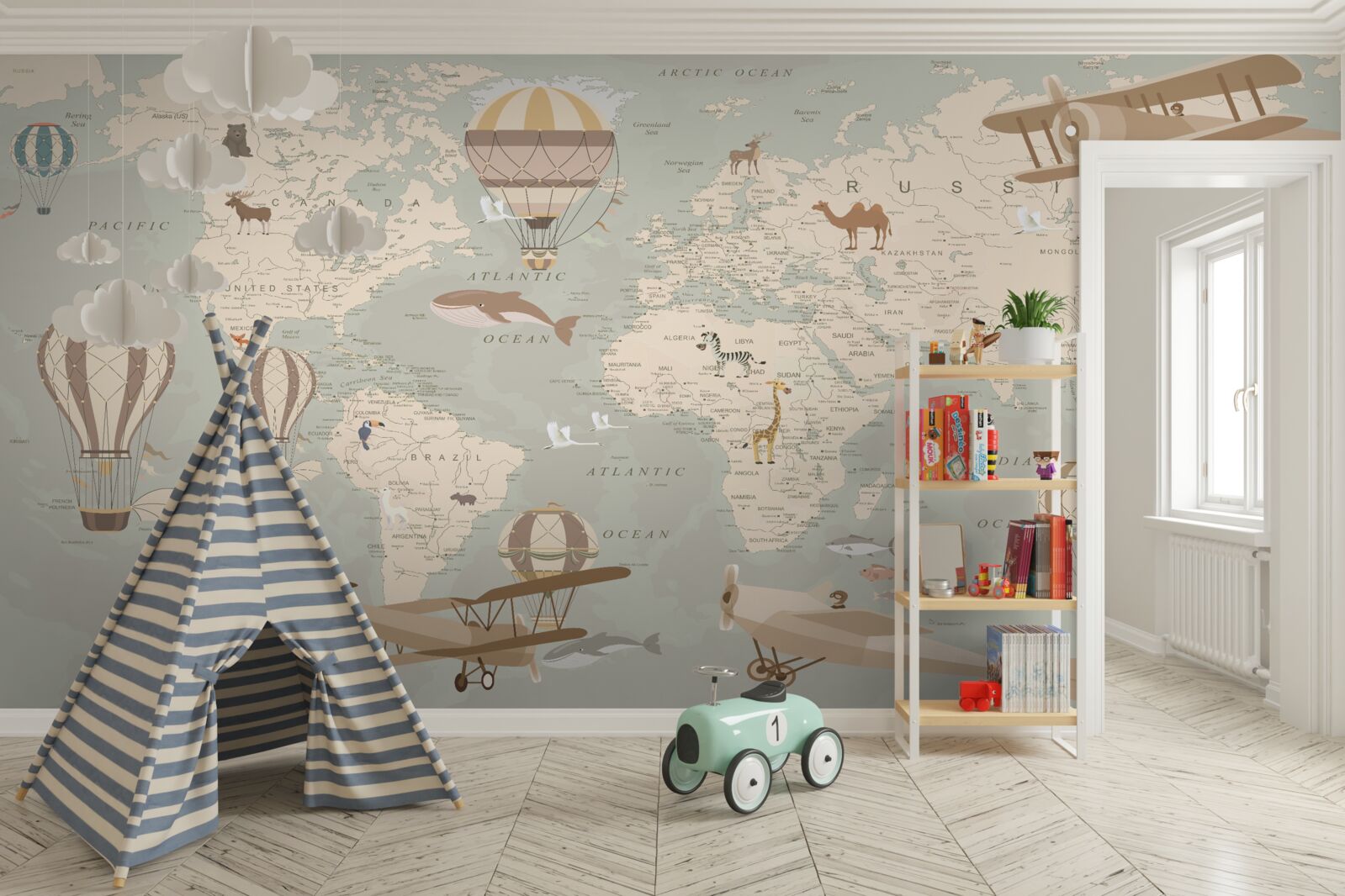 Fototapeta mapa świata ze zdjęciami