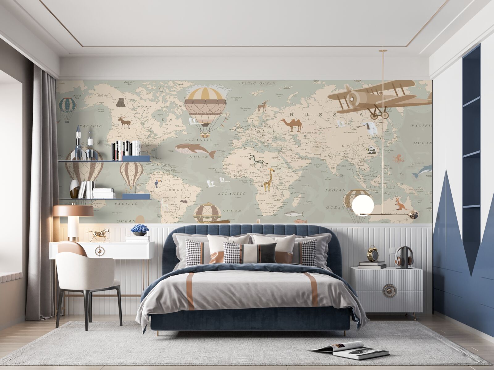 Fototapeta mapa świata ze zdjęciami