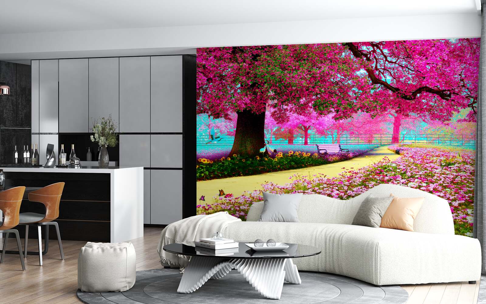 Fototapeta stara sakura kwitnąca w różowych odcieniach