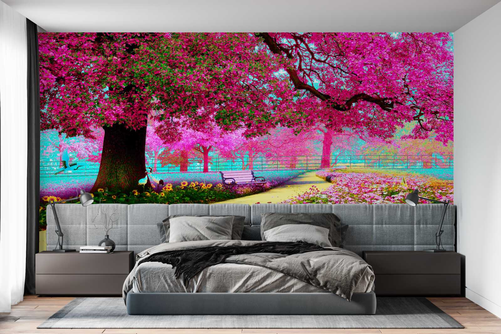 Fototapeta stara sakura kwitnąca w różowych odcieniach