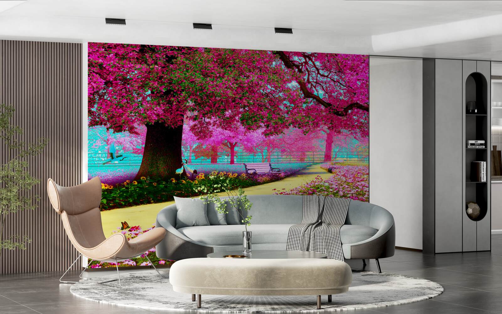 Fototapeta stara sakura kwitnąca w różowych odcieniach