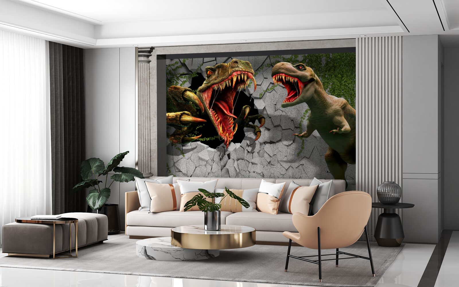 Fototapeta niespokojne dinozaury w łuku