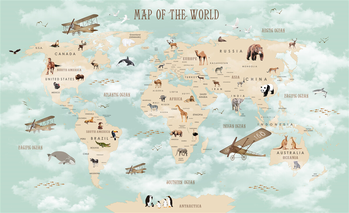 Fototapeta fauna w atlasie geograficznym