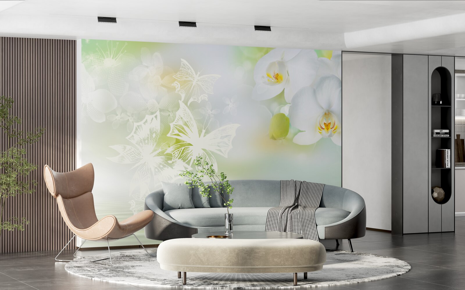 Fototapeta Śnieżnobiałe orchidee odbite w wodzie