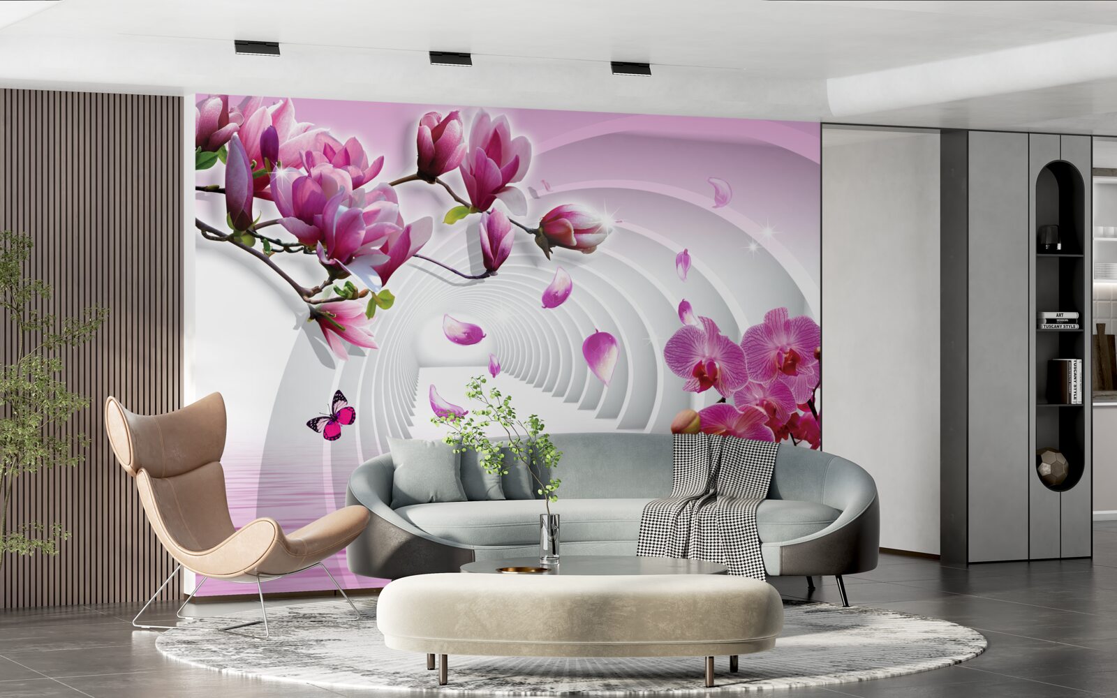 Fototapeta gałęzie orchidei w kolorach liliowym i czerwonym
