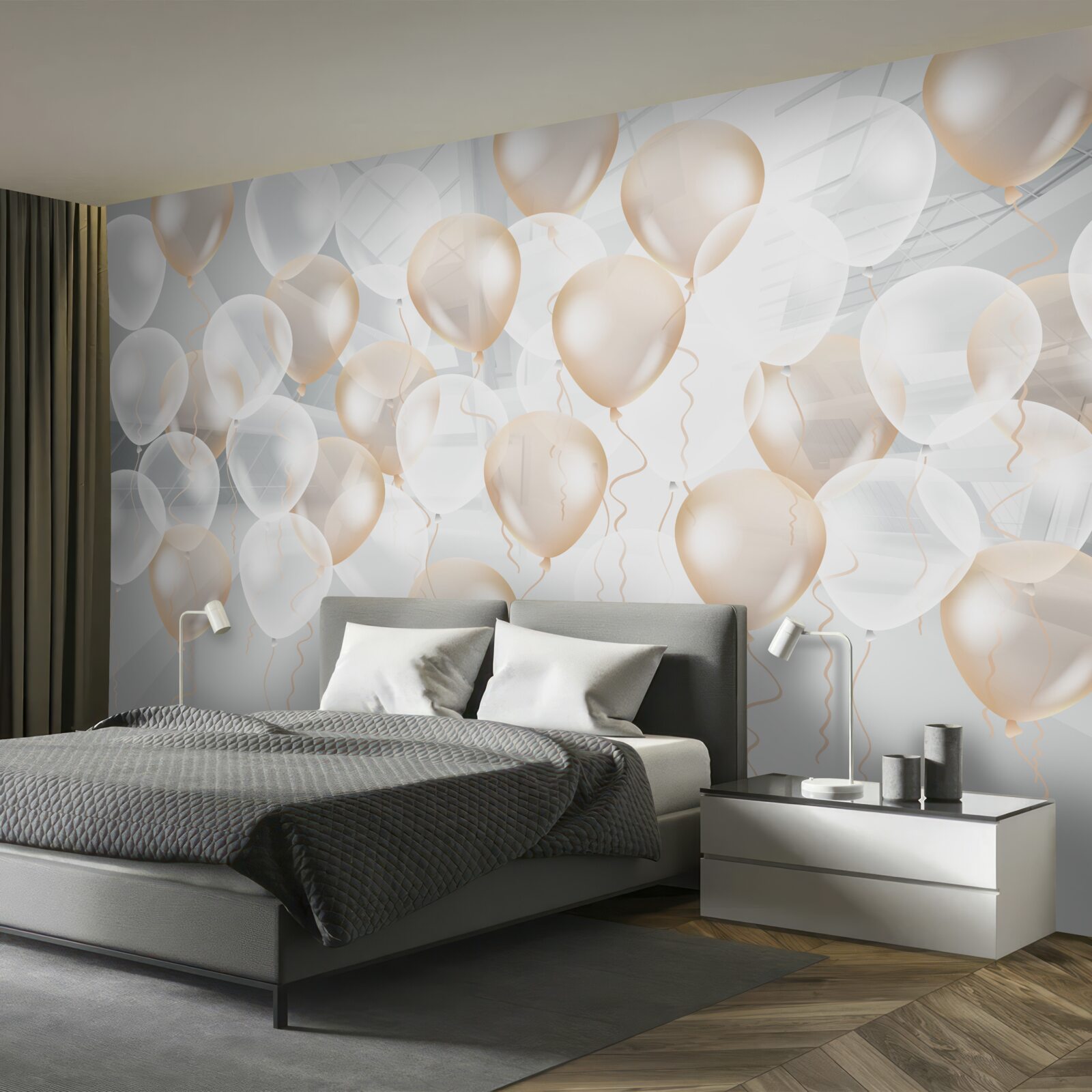 Fototapeta balony biało-złote