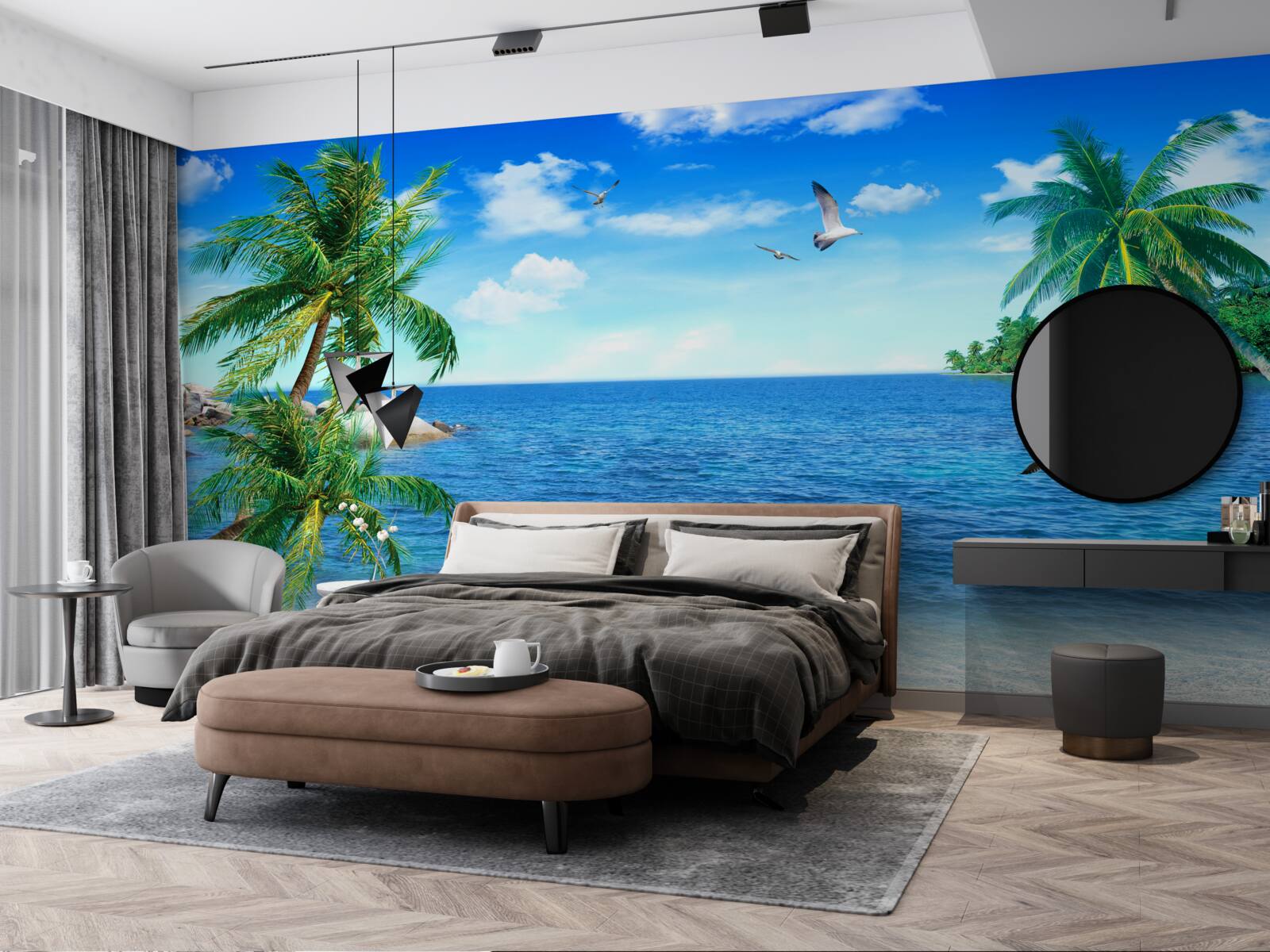 Fototapeta spokojny ocean i tropikalne drzewa