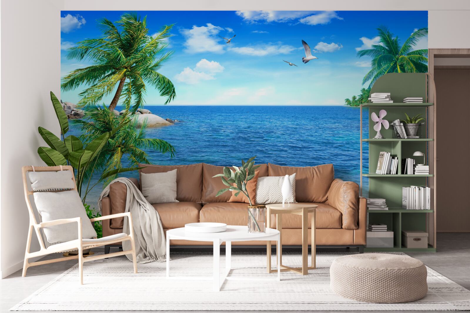 Fototapeta spokojny ocean i tropikalne drzewa