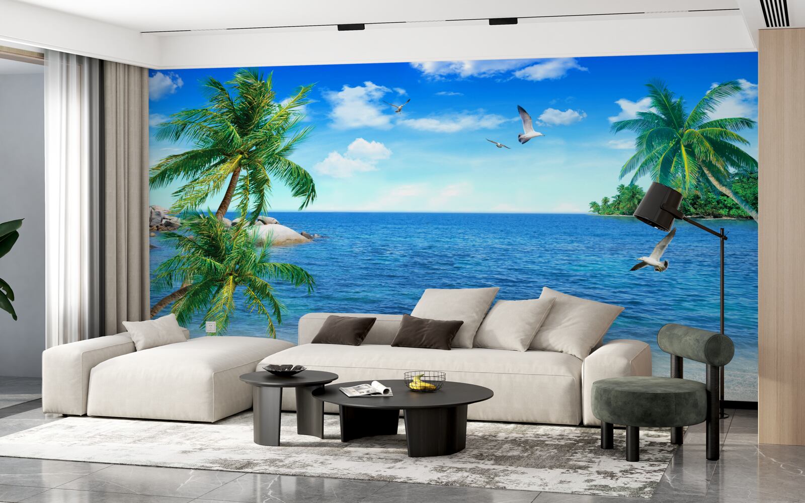 Fototapeta spokojny ocean i tropikalne drzewa