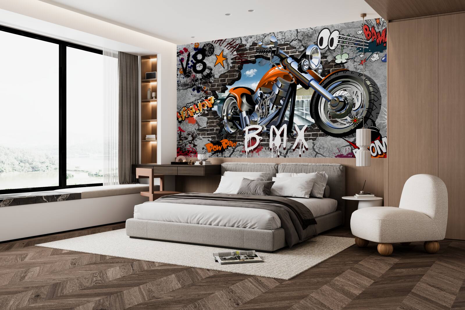 Fototapeta graffiti w formie motocykla