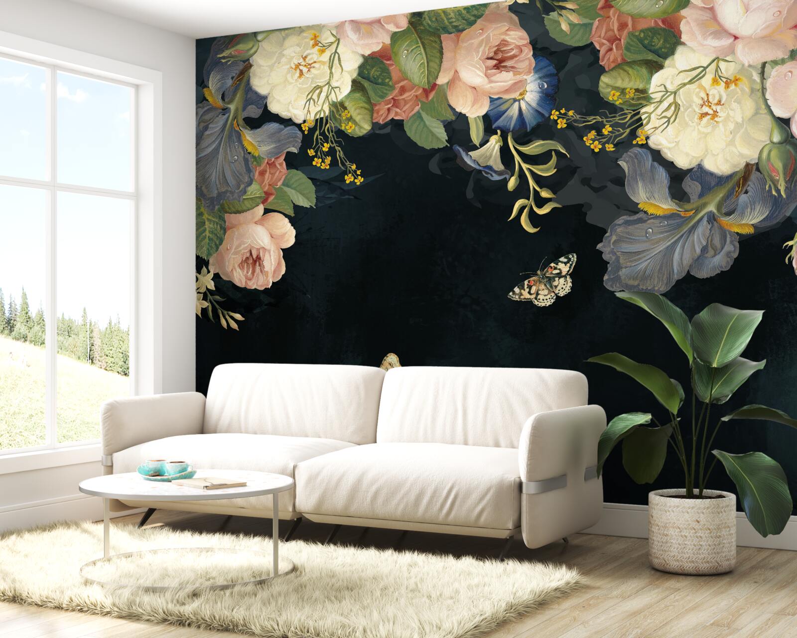 Fototapeta flora na ciemnym tle