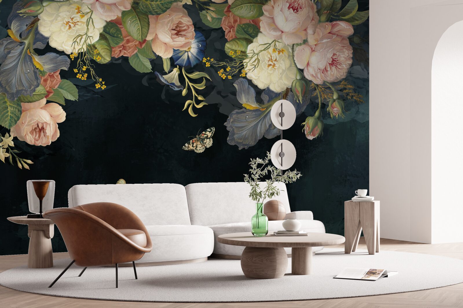 Fototapeta flora na ciemnym tle