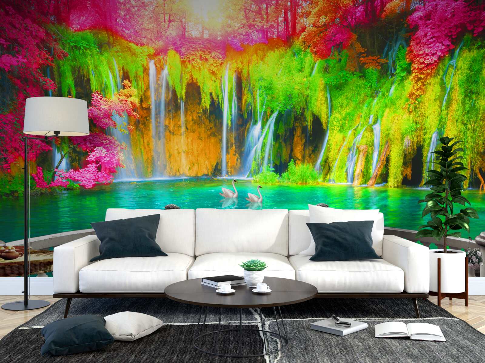 Fototapeta patio z panoramicznym widokiem na malowniczą przyrodę