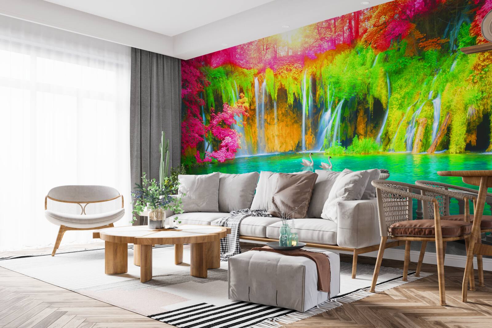Fototapeta patio z panoramicznym widokiem na malowniczą przyrodę