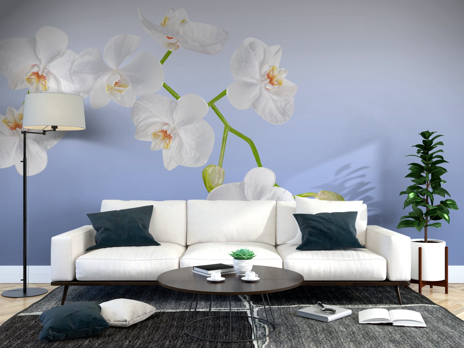 Fototapeta Śnieżnobiała orchidea nad powierzchnią wody
