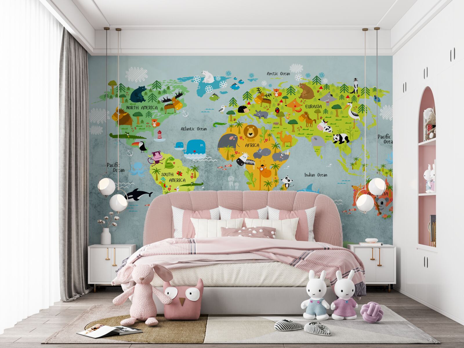 Fototapeta jasna mapa świata dla dzieci