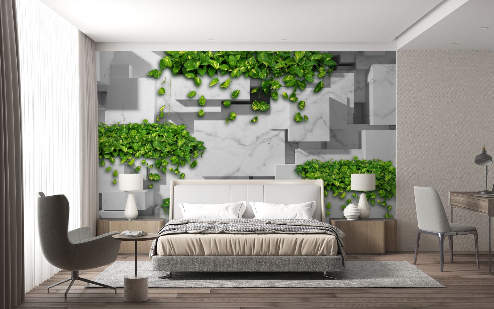 Fototapeta geometrycznie ułożone zielone klomby z roślinami