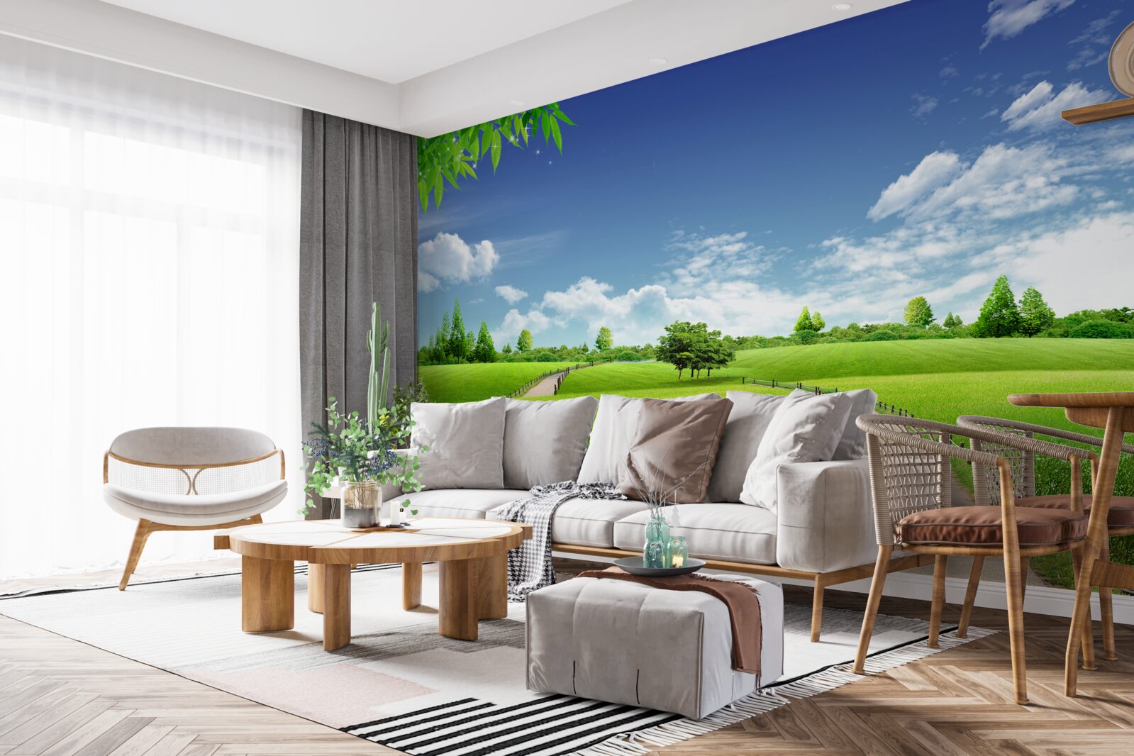Fototapeta cienka ścieżka przez zielony gaj