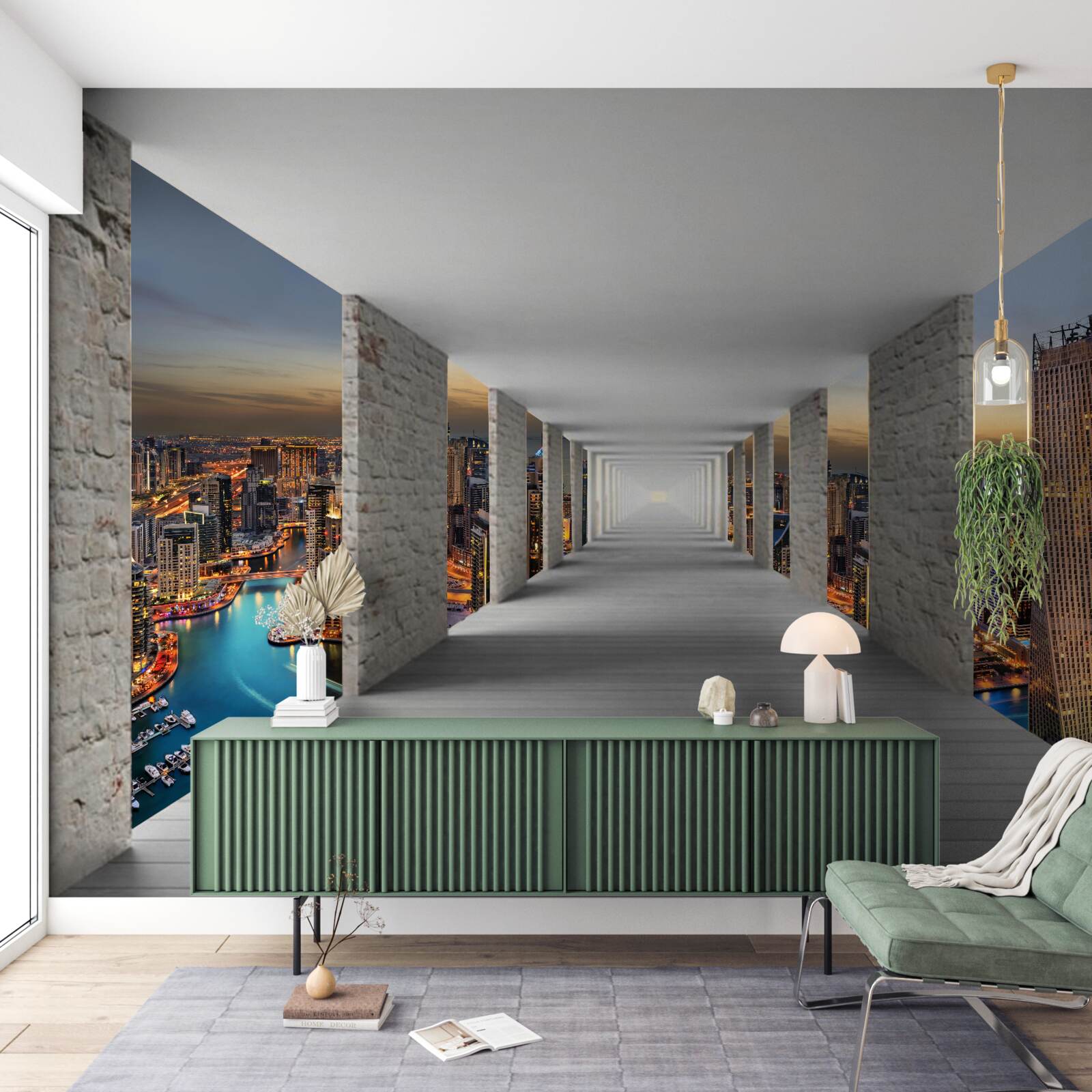 Fototapeta galeria 3d nad budynkami miasta