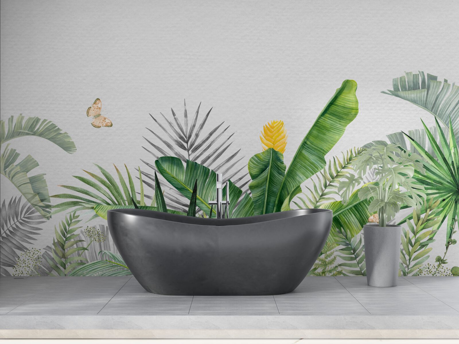 Fototapeta tropikalna flora na jasnym tle