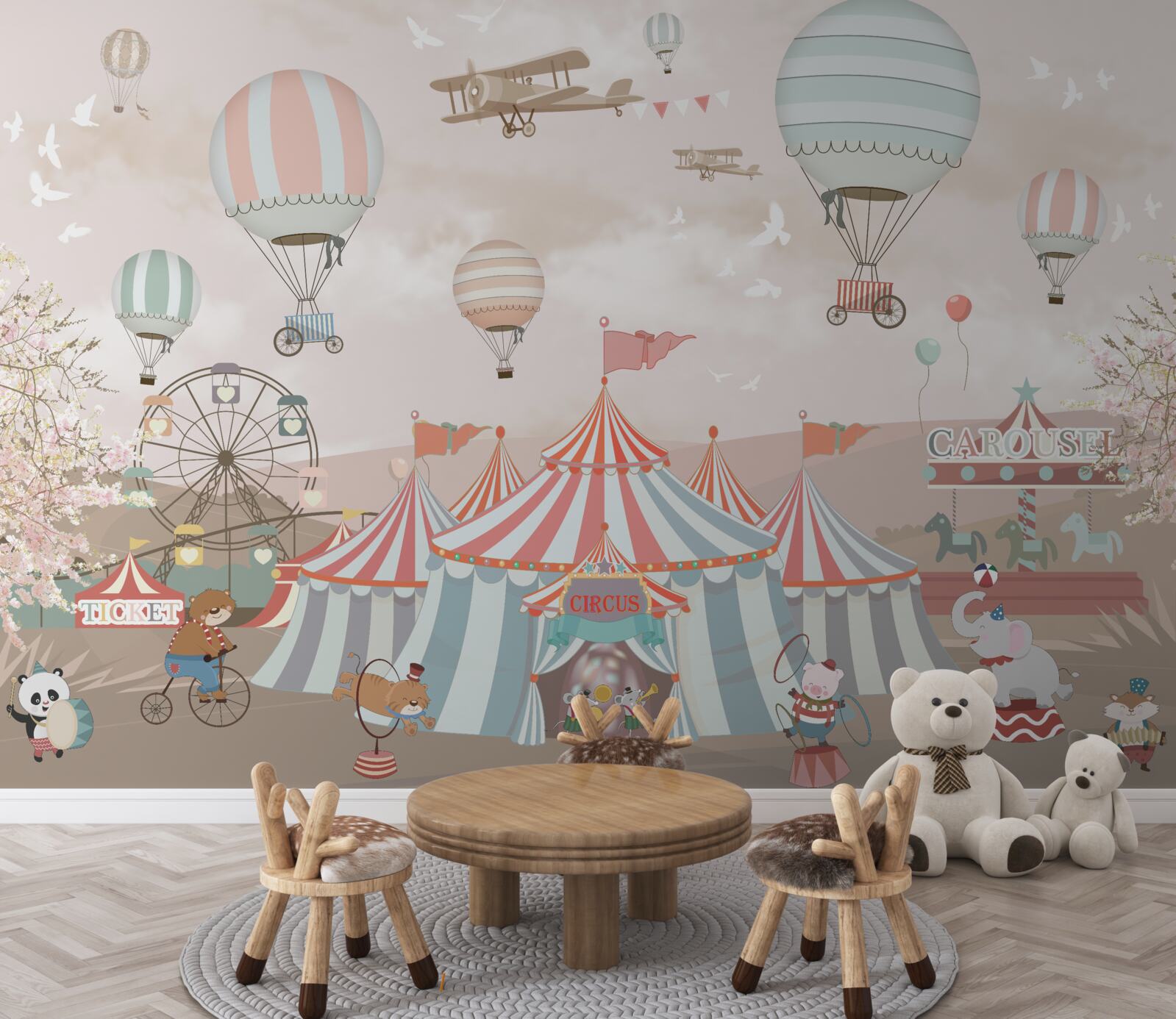 Fototapeta balony i występy cyrkowe