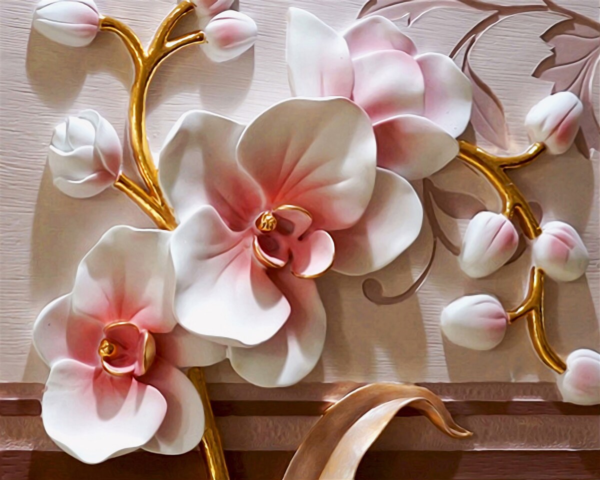 Fototapeta kwitnące majestatyczne orchidee i nieotwarte pąki