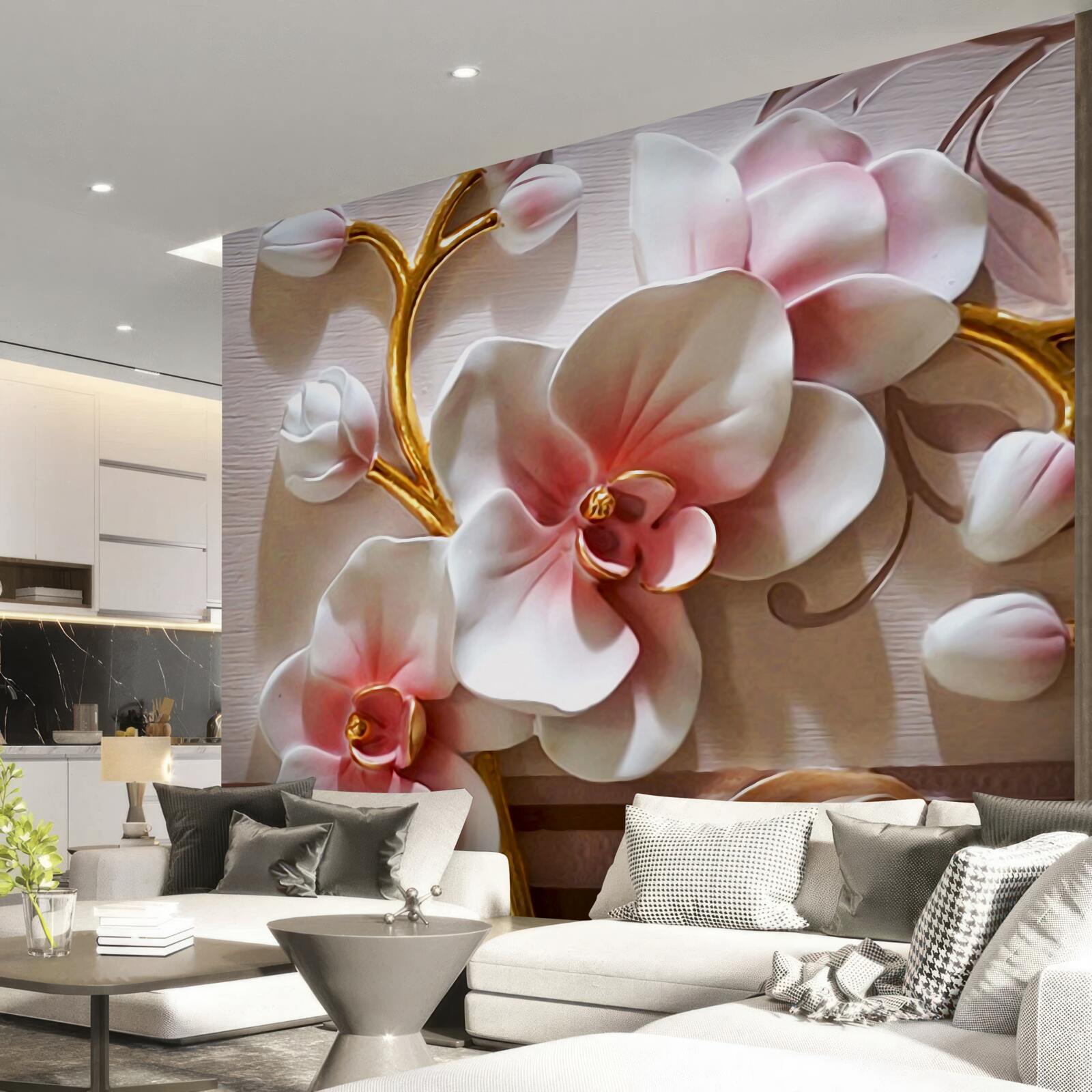 Fototapeta kwitnące majestatyczne orchidee i nieotwarte pąki