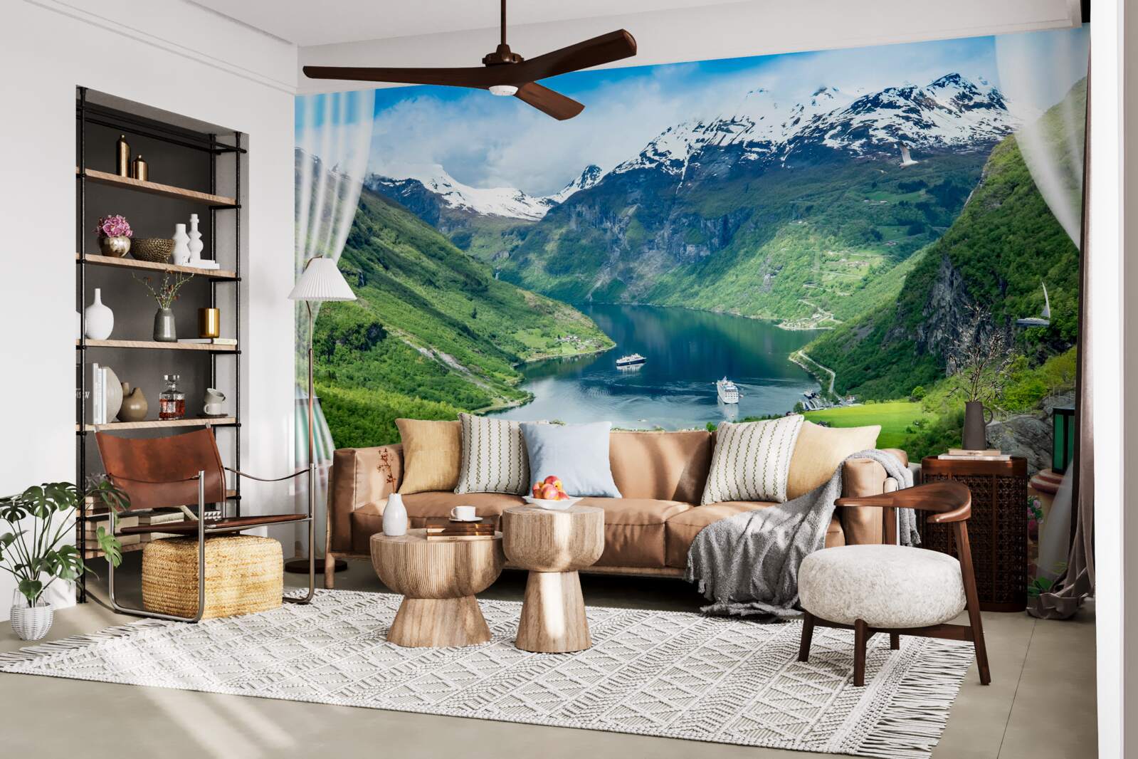Fototapeta patio z panoramą górskiego potoku