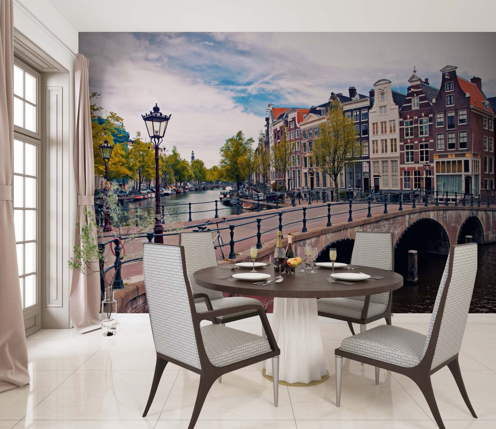 Fototapeta most amsterdamski rozciągający się nad kanałem