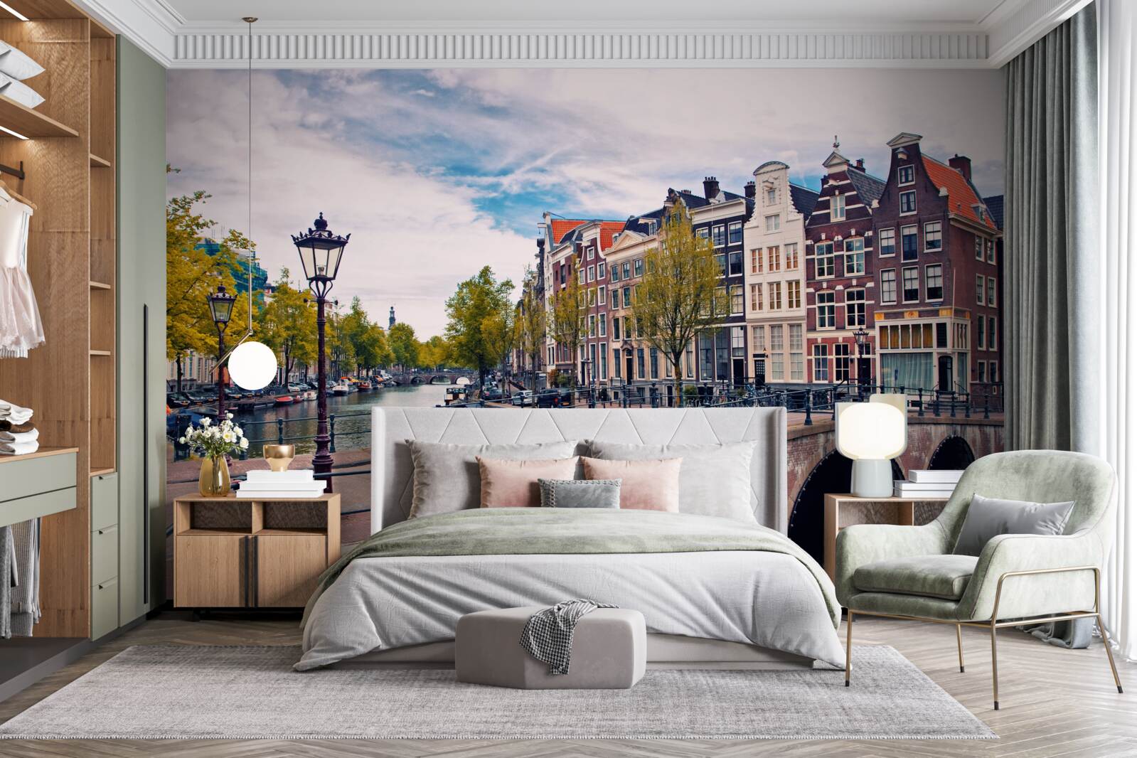 Fototapeta most amsterdamski rozciągający się nad kanałem