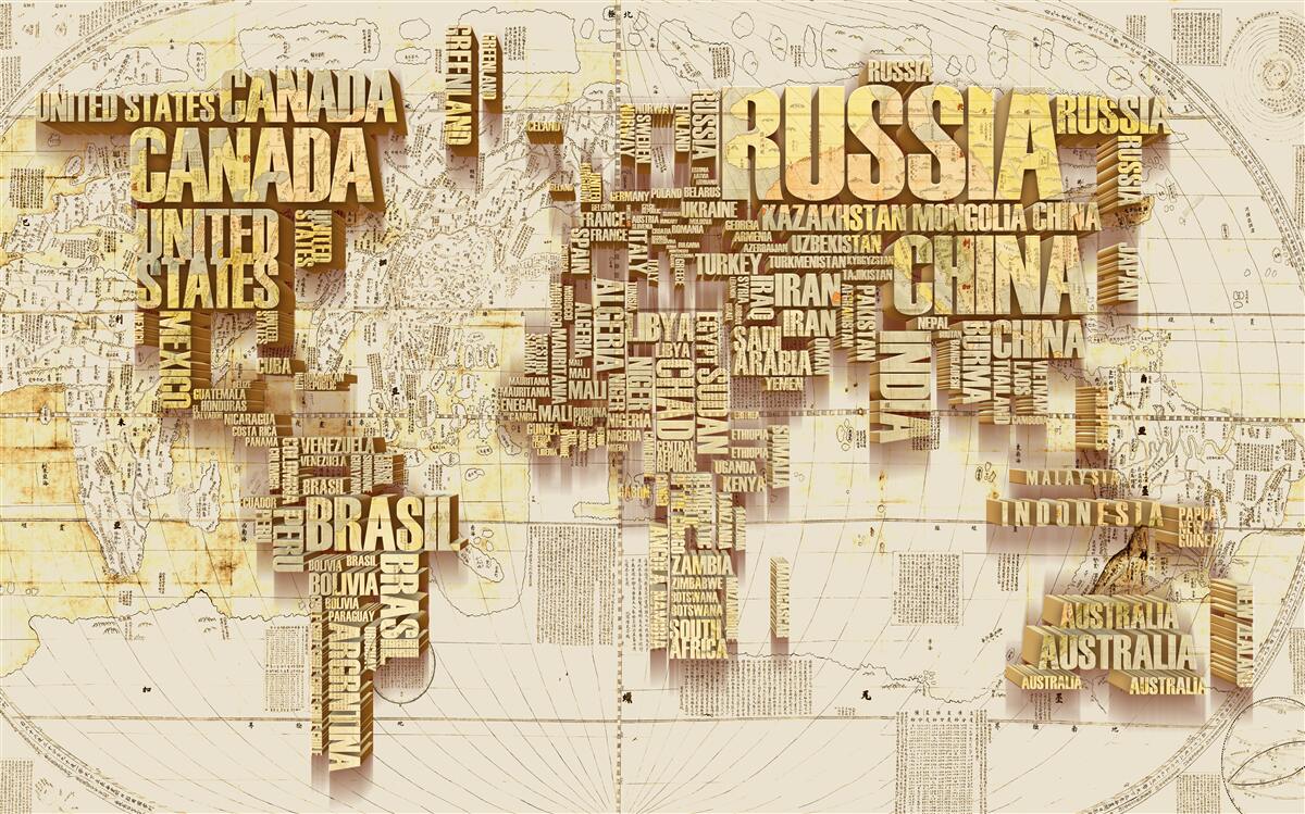 Fototapeta globe składa się z nazw państw