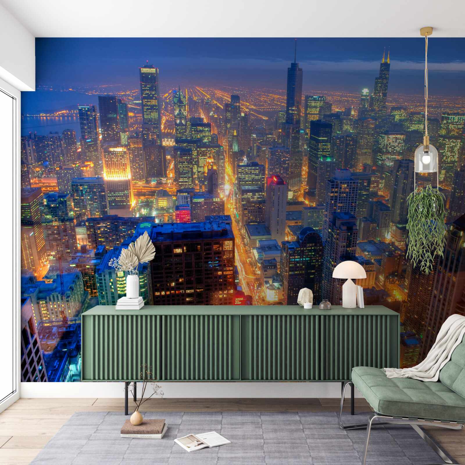 Fototapeta Światła chicago city oświetlają ulice