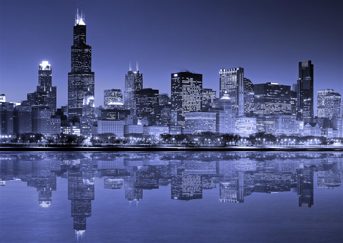 Fototapeta nocny widok na chicago