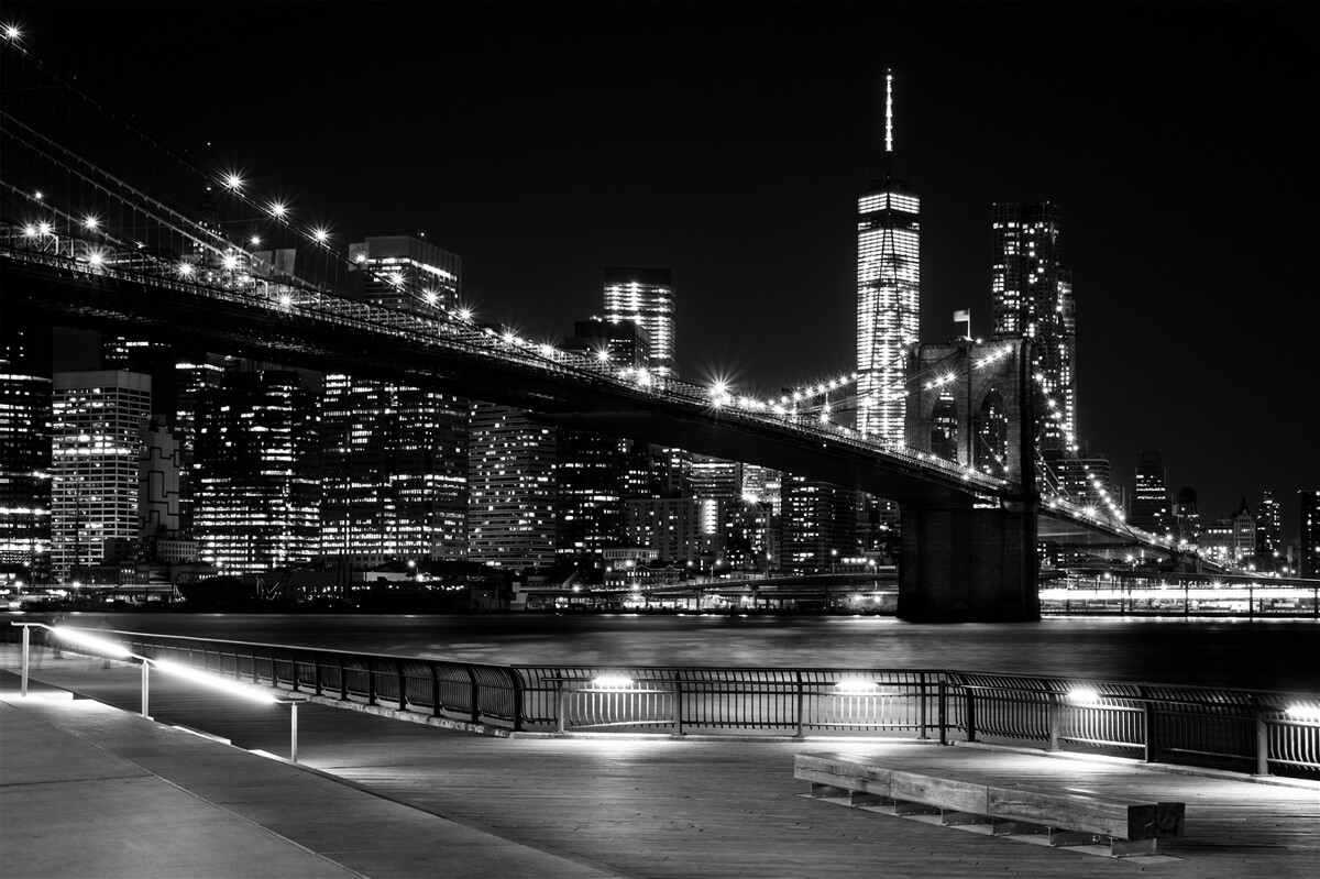Fototapeta most brookliński i manhattan w czerni i bieli