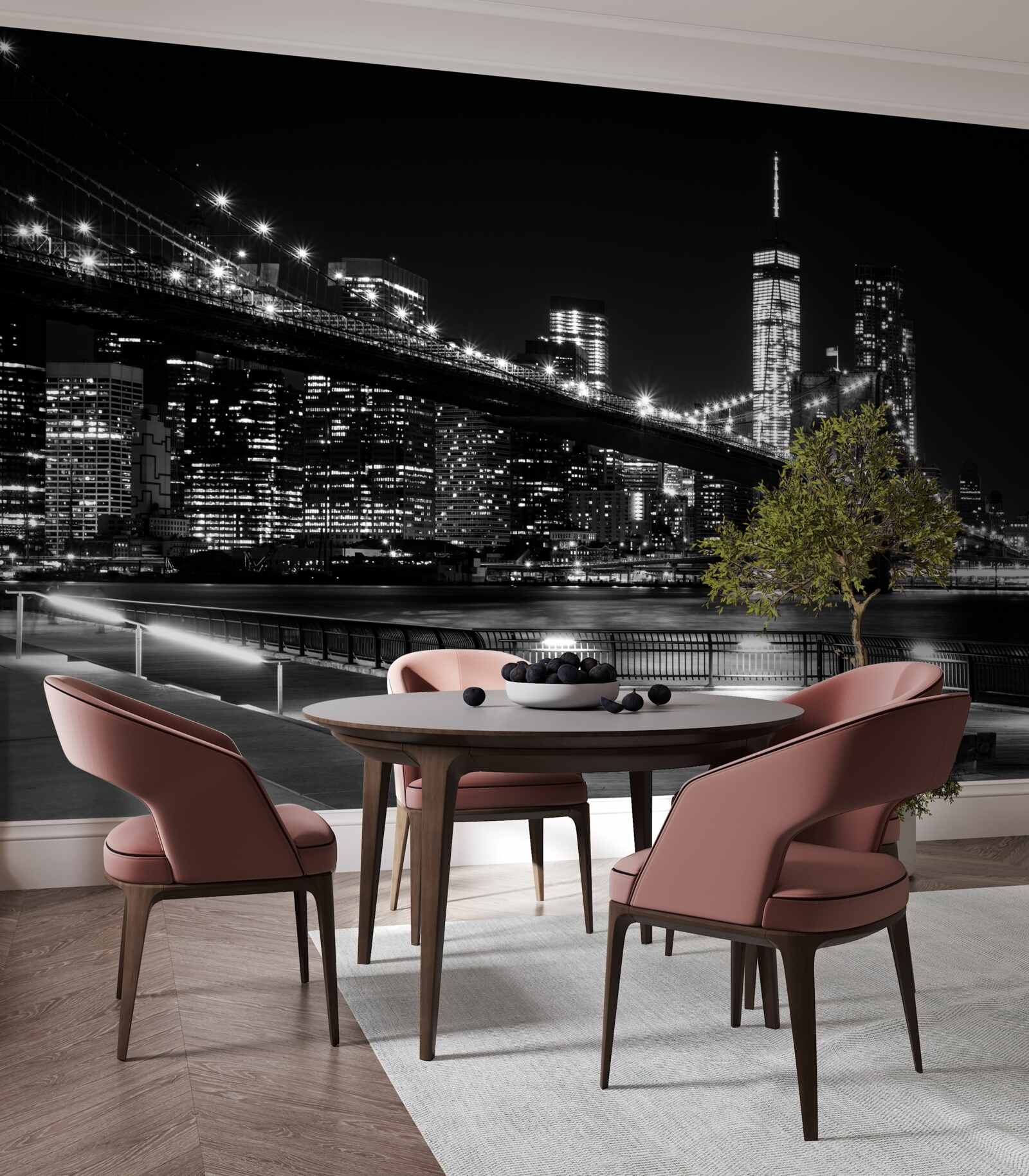Fototapeta most brookliński i manhattan w czerni i bieli