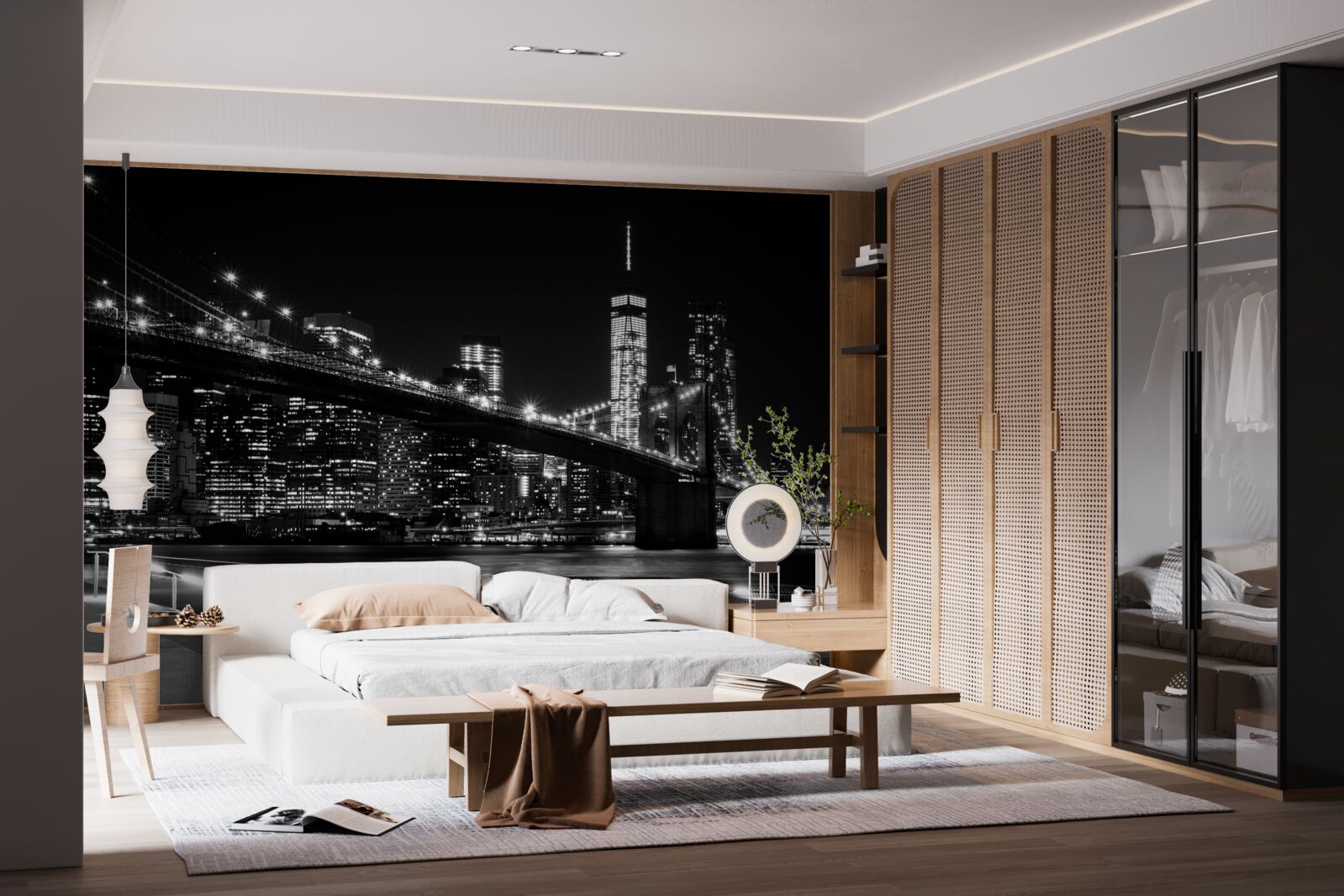 Fototapeta most brookliński i manhattan w czerni i bieli