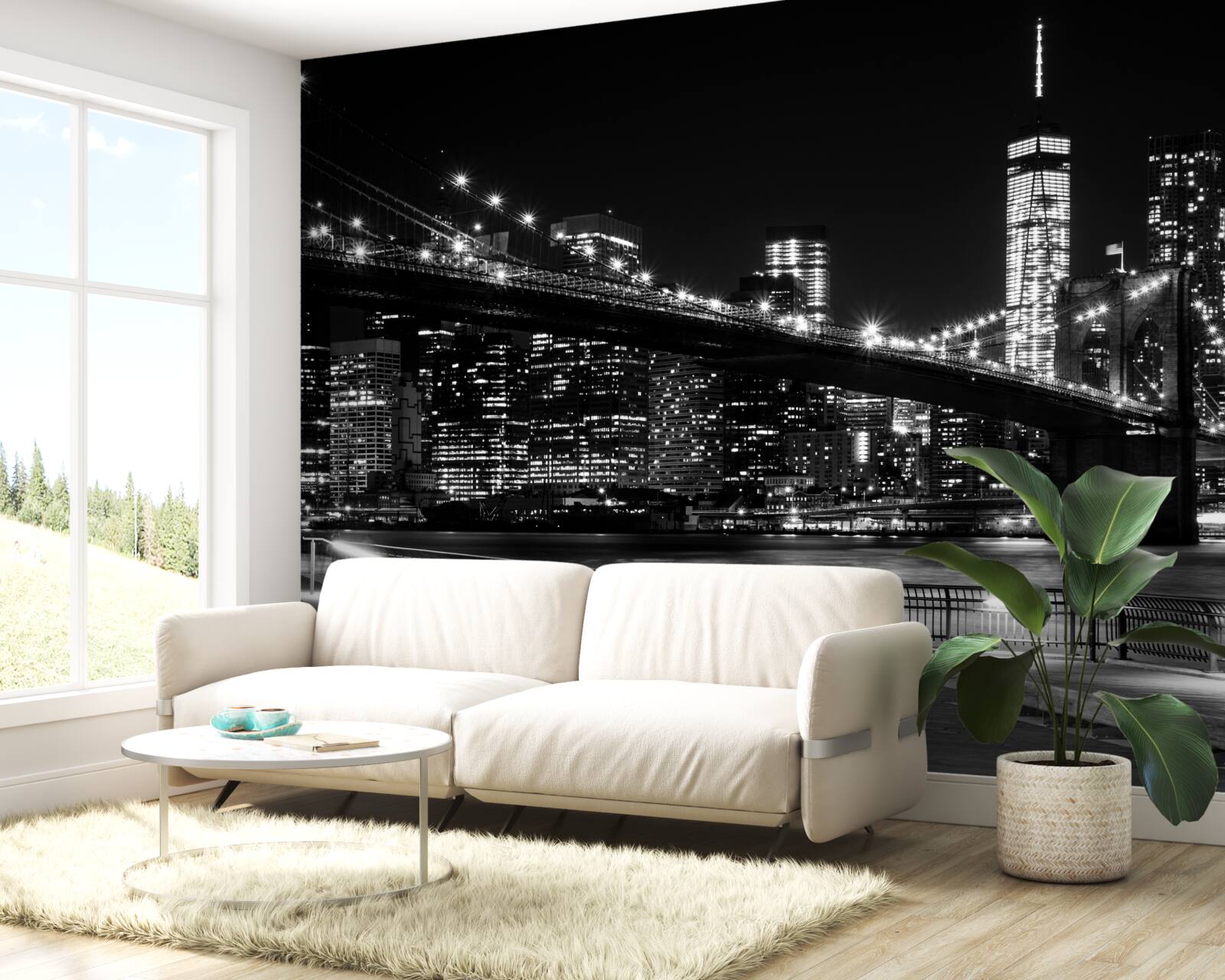 Fototapeta most brookliński i manhattan w czerni i bieli