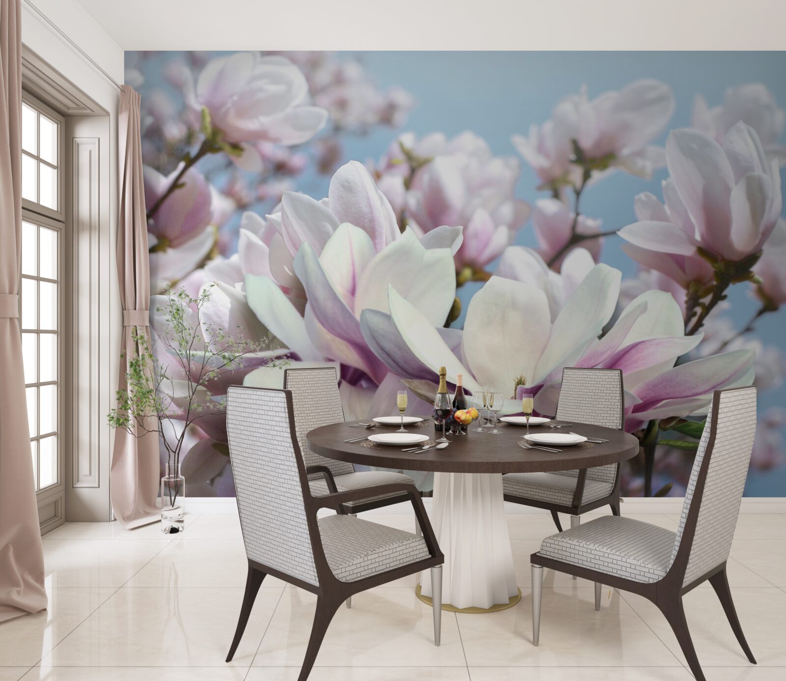 Fototapeta magnolia owiana kwiatami