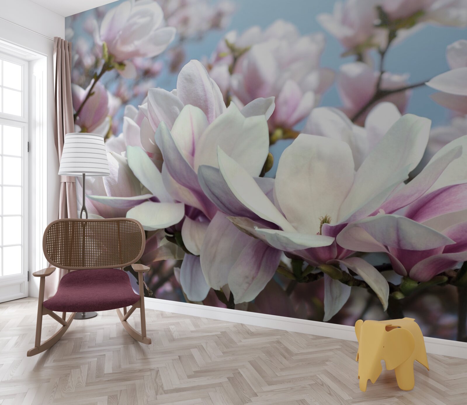 Fototapeta magnolia owiana kwiatami