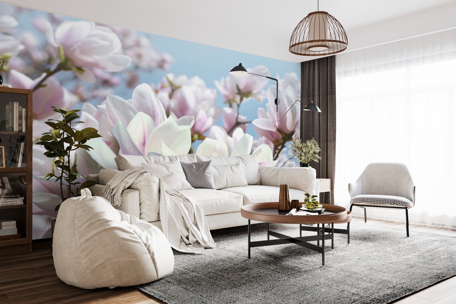 Fototapeta magnolia owiana kwiatami