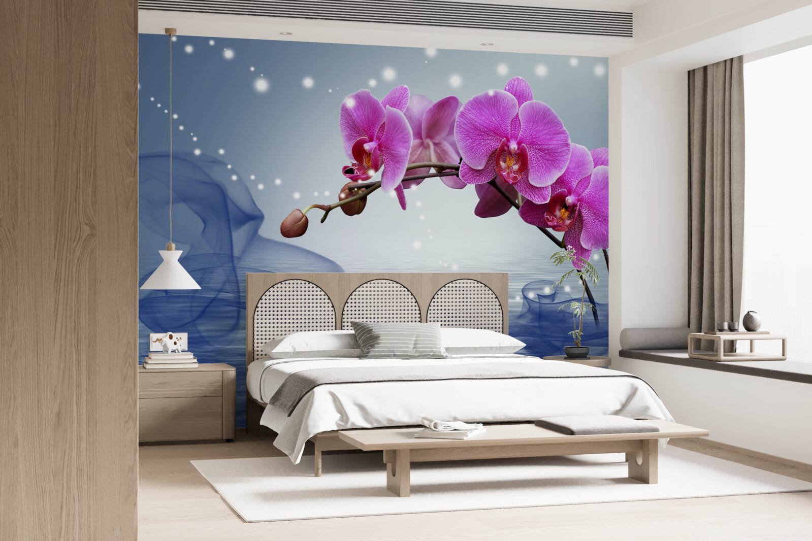 Fototapeta Łodyga wspaniałej orchidei w kolorze liliowym