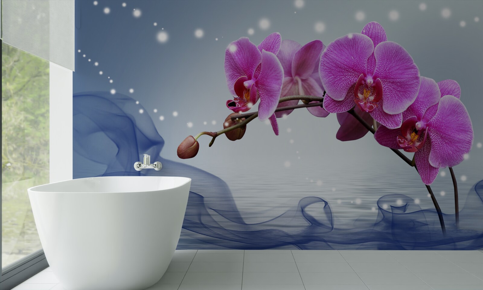 Fototapeta Łodyga wspaniałej orchidei w kolorze liliowym