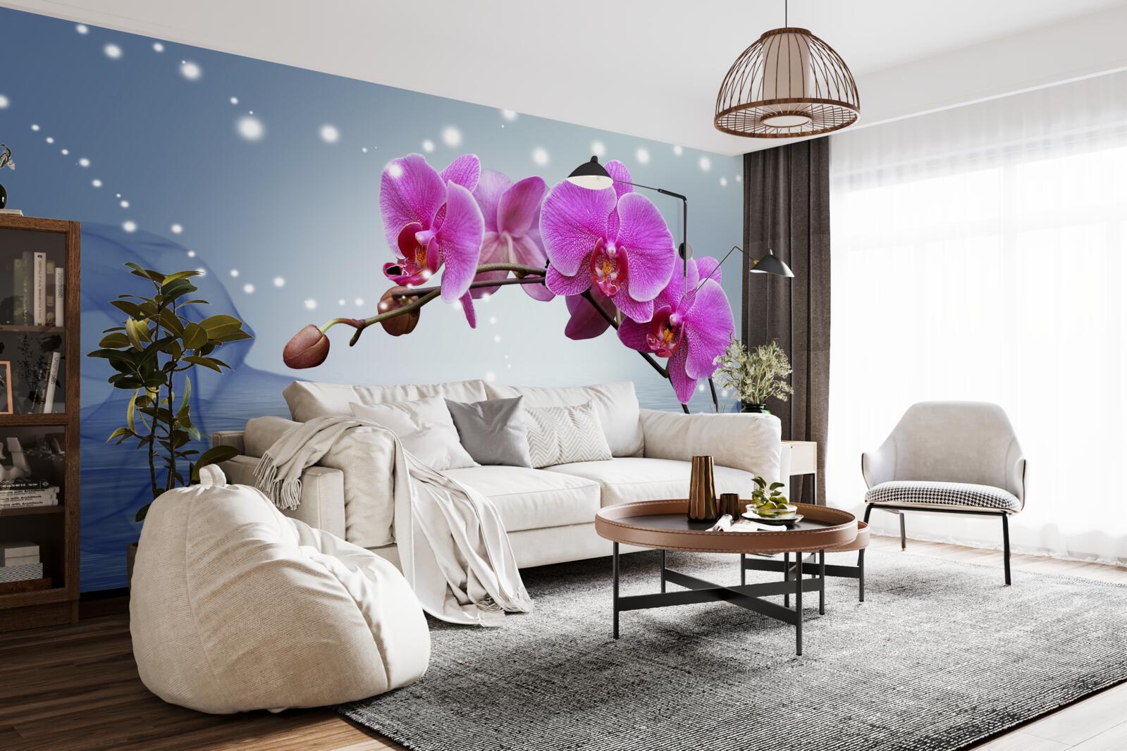 Fototapeta Łodyga wspaniałej orchidei w kolorze liliowym