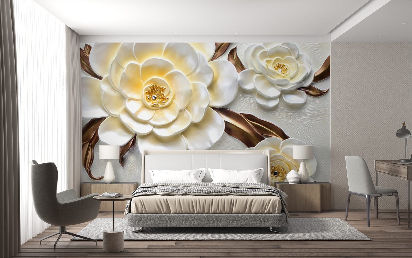 Fototapeta magnolie z białymi pąkami