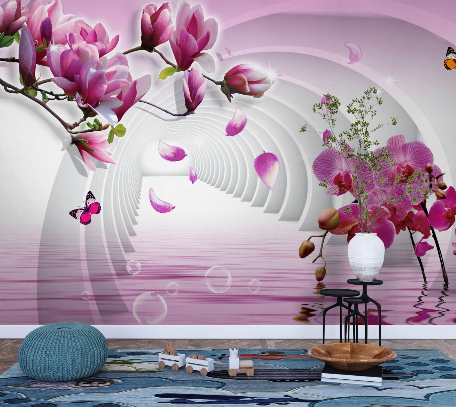 Fototapeta zachwycające odcienie różowej magnolii i orchidei