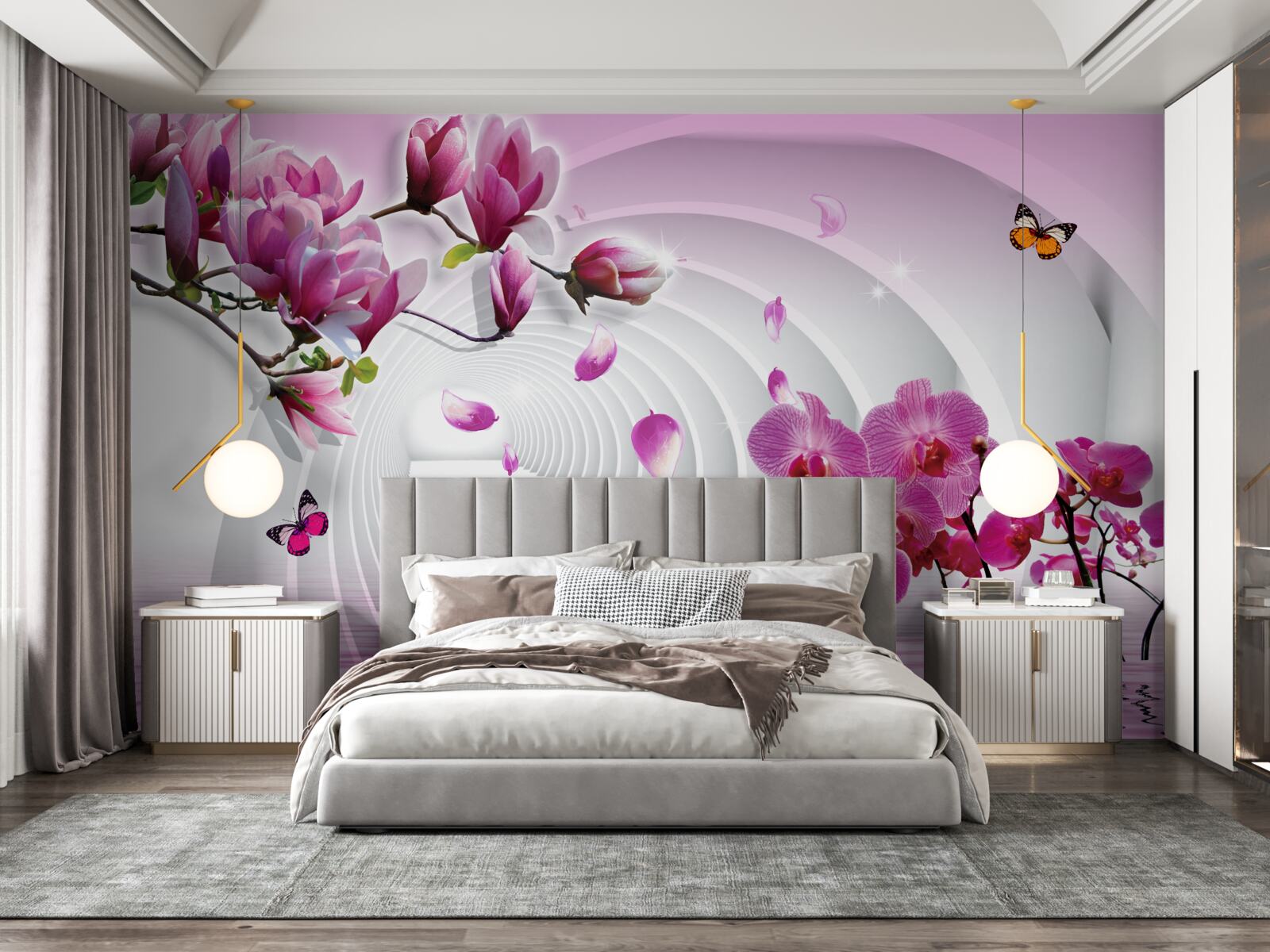 Fototapeta zachwycające odcienie różowej magnolii i orchidei