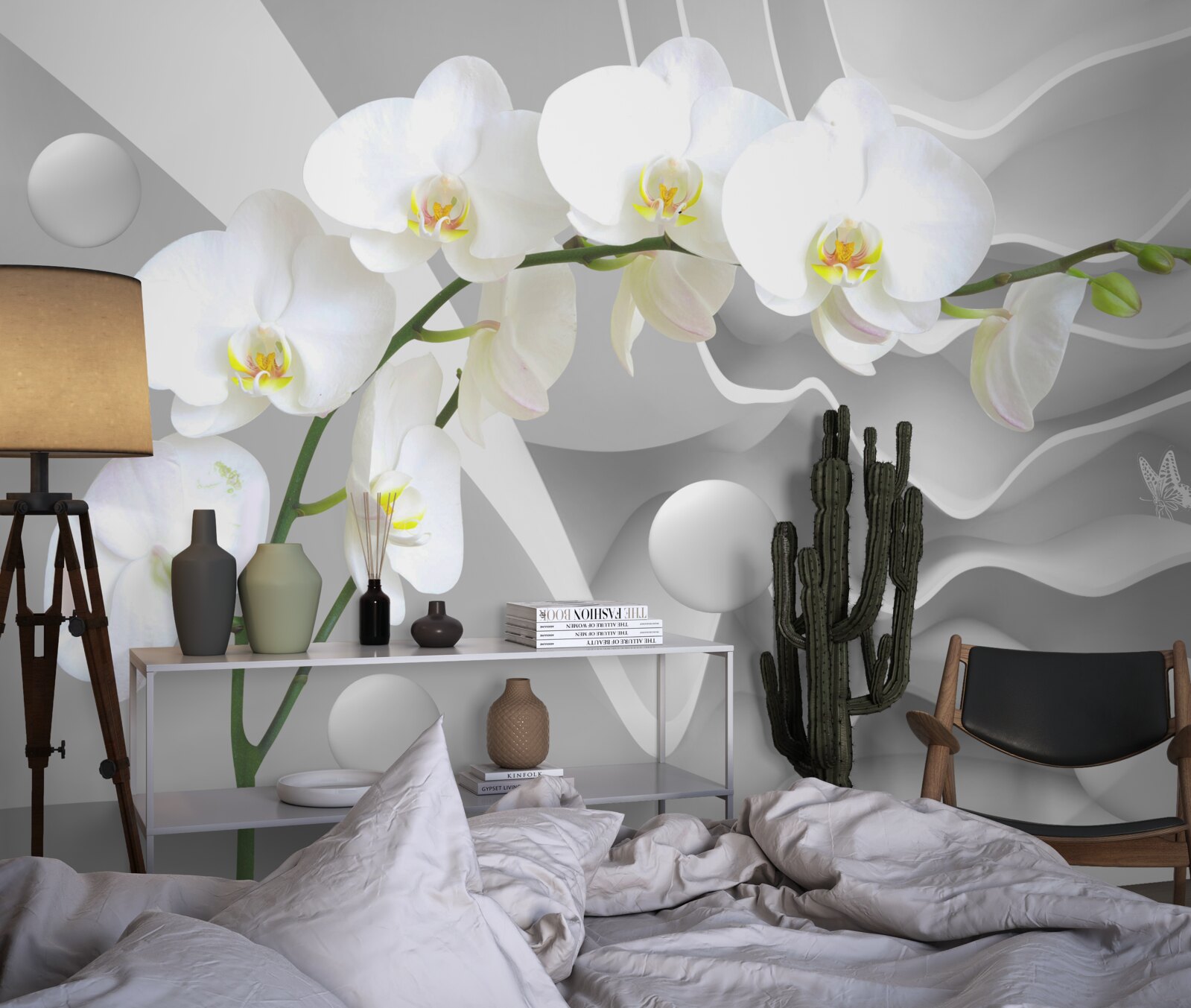 Fototapeta biały kwiat orchidei na gałęzi
